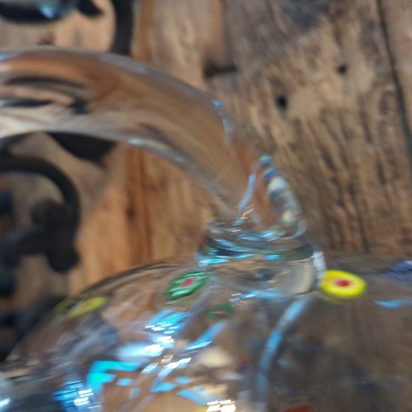 Vintage Murano Glass Leonardo Millifiore Flower Pitcher and Two Blue Glasses - Picture 10 of 12